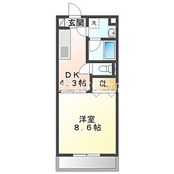 ステュディオ 3階1DKの間取り