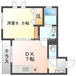 アルファーステイCT 1階1DKの間取り