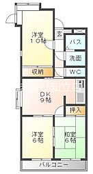 ペイサージュ28A 4階3DKの間取り