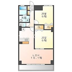 ARDEA(アルデア) 9階2LDKの間取り