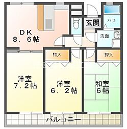 ソレアードパラシオン 1階3DKの間取り