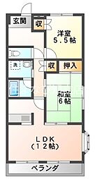 メゾンサルビア 4階2LDKの間取り