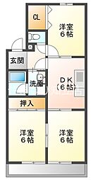 ハイツ・リー 1階3DKの間取り