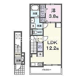 ヒカルサ刈谷東境町 2階1LDKの間取り