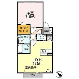 グリーン エクセルIII 1階1LDKの間取り
