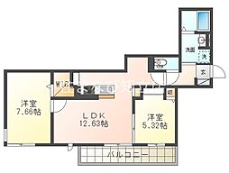 NC STYLE 知立 EAST 2階2LDKの間取り