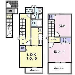 シャトレ・Ｔ．Ｓ 2階2LDKの間取り