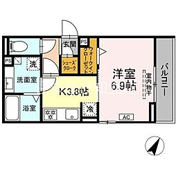 D-avance池端 2階1Kの間取り