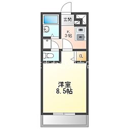 フラワービレッジ 4階1Kの間取り