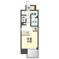クラシエ三河安城 9階ワンルームの間取り