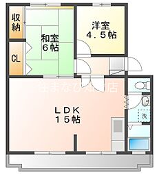 グリーンハイツ 2LDKの間取図画像
