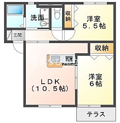 サンビレッヂさくらB 2LDKの間取図画像