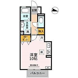ヴィラ小山A ワンルームの間取図画像