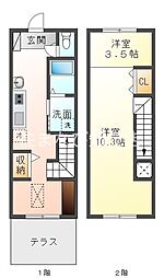 OkinoApartment 2Kの間取図画像