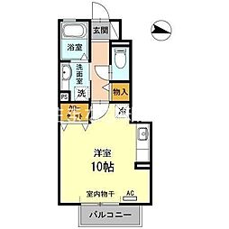 ヴィラ小山A ワンルームの間取図画像