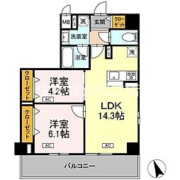 ヴィラトルチュ東刈谷 2LDKの間取図画像