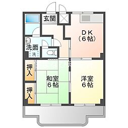レジデンス横山 2DKの間取図画像