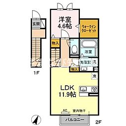 ラ・クレール 1LDKの間取図画像