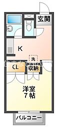 ディアコートa 1Kの間取図画像