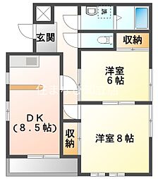 ピアレスK 2DKの間取図画像