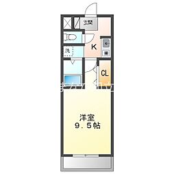 A・City牛田 1Kの間取図画像