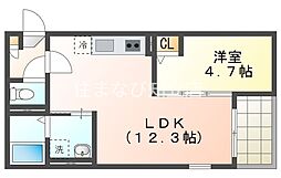 安城市住吉町6丁目アパート 1LDKの間取図画像