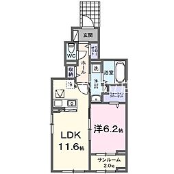 リゾ ハヤテ 1LDKの間取図画像
