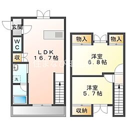 JuJuPlace 2LDKの間取図画像
