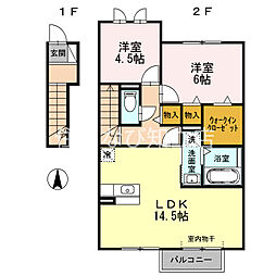 花水木の家1 2LDKの間取図画像