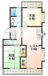 グレイスカリガネ 2LDKの間取図画像