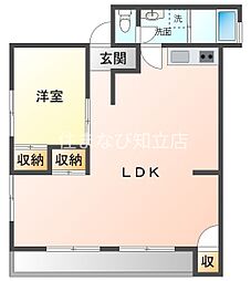 グリーンハイツ毛賀知 1LDKの間取図画像