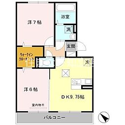 プラムビレッジ2 2DKの間取図画像