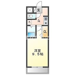 A・City明治本町 1Kの間取図画像