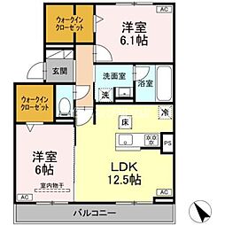 D-avance今本町A 2LDKの間取図画像