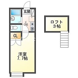 シェリール・ミニB 1Kの間取図画像