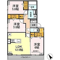 D-avance今本町A 3LDKの間取図画像