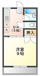 グリーンバード1 1DKの間取図画像
