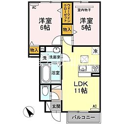 アイリスハイツ 2LDKの間取図画像