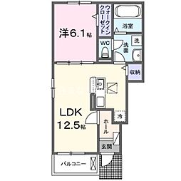 ル プティ ボヌール 1LDKの間取図画像