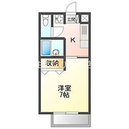 サープラスはざま 1Kの間取図画像