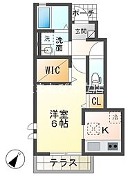 フィオーレ中前田 1Kの間取図画像