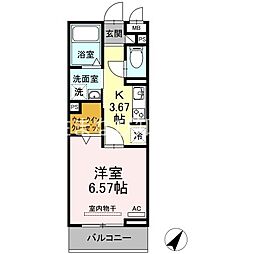 シェノン二本木新町 1Kの間取図画像