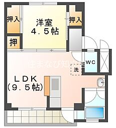 ビレッジハウス野田5号棟 1LDKの間取図画像