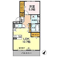 フローラ島間 1LDKの間取図画像