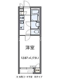 クレイノボヌール住吉 2階1Kの間取り