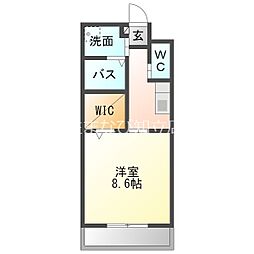 レジデンス重原駅前 2階1Kの間取り