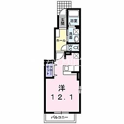 ＤＵＯ　西館 1階ワンルームの間取り