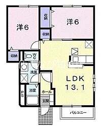 名鉄名古屋本線 前後駅 徒歩6分の賃貸アパート 1階2LDKの間取り