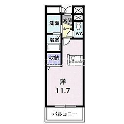 ベルベアー 2階ワンルームの間取り