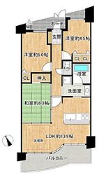 アンビエント上野芝 3LDKの間取図画像